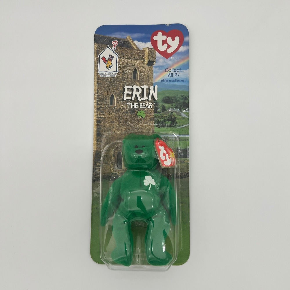 Ty McDonalds Teenie Beanie Baby Erin The Bear Green Shamrock 1999 NIP